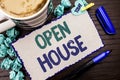 Conceptual hand writing showing Open House. Business photo showcasing Home Property Residential Interior Exterior Building Apartme