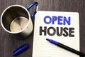Conceptual hand writing showing Open House. Business photo showcasing Home Property Residential Interior Exterior Building Apartme