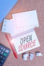 Conceptual hand writing showing Open Source. Business photo text denoting software which original source code is made Royalty Free Stock Photo