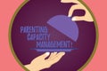 Conceptual hand writing showing Parenting Capacity Management. Business photo showcasing parents ability to protect