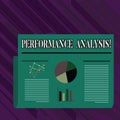 Conceptual hand writing showing Perforanalysisce Analysis. Business photo showcasing analyzing Productivity imrpove