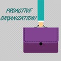 Conceptual hand writing showing Proactive Organization. Business photo showcasing Action and result oriented behavior of