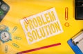 Conceptual hand writing showing Problem Solution. Business photo text solving consists of using generic methods in orderly manner Royalty Free Stock Photo