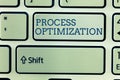 Conceptual hand writing showing Process Optimization. Business photo showcasing Improve Organizations Efficiency Maximize Throughp