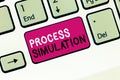 Conceptual hand writing showing Process Simulation. Business photo showcasing Technical Representation Fabricated Study