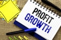 Conceptual hand writing showing Profit Growth. Business photo showcasing Financial Success Increased Revenues Evolution Developmen Royalty Free Stock Photo