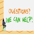 Conceptual hand writing showing Questionsquestion We Can Help. Business photo text offering help to those who wants to Royalty Free Stock Photo