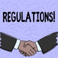 Conceptual hand writing showing Regulations. Business photo text Rules Laws Corporate Standards Policies Security