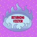 Conceptual hand writing showing Returning Visitor. Business photo showcasing when someone returns to your website