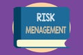 Conceptual hand writing showing Risk Management. Business photo showcasing evaluation of financial hazards or problems with proced