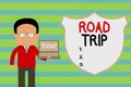 Conceptual hand writing showing Road Trip. Business photo text Roaming around places with no definite or exact target Royalty Free Stock Photo