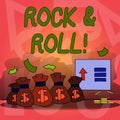 Conceptual hand writing showing Rock And Roll. Business photo text Musical Genre Type of popular dance music Heavy Beat