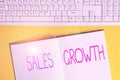 Conceptual hand writing showing Sales Growth. Business photo text ability to increase revenue over a fixed period of time Copy Royalty Free Stock Photo