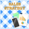 Conceptual hand writing showing Sales Strategy. Business photo text Plan for reaching and selling to your target market Royalty Free Stock Photo