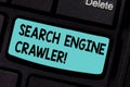 Conceptual hand writing showing Search Engine Crawler. Business photo showcasing program or automated script that Royalty Free Stock Photo