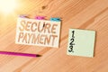 Conceptual hand writing showing Secure Payment. Business photo text Security of Payment refers to ensure of paid even in dispute Royalty Free Stock Photo