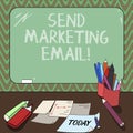 Conceptual hand writing showing Send Marketing Email. Business photo showcasing targeting of consumers through