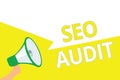 Conceptual hand writing showing Seo Audit. Business photo showcasing Search Engine Optimization validating and verifying process M Royalty Free Stock Photo