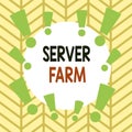 Conceptual hand writing showing Server Farm. Business photo text a group of computers acting as servers and housed Royalty Free Stock Photo