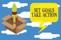 Conceptual hand writing showing Set Goals Take Action. Business photo text Act on a specific and clearly laid out plans