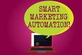 Conceptual hand writing showing Smart Marketing Automation. Business photo text Automate online marketing campaigns and