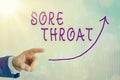 Conceptual hand writing showing Sore Throat. Business photo text Inflammation ot the pharynx and fauces resulted from an