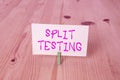 Conceptual hand writing showing Split Testing. Business photo showcasing issuing the traffic of a website between two different