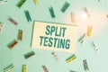 Conceptual hand writing showing Split Testing. Business photo text issuing the traffic of a website between two different URLs