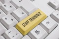 Conceptual hand writing showing Staff Training. Business photo showcasing learn specific knowledge improve Royalty Free Stock Photo