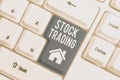 Conceptual hand writing showing Stock Trading. Business photo showcasing Buy and Sell of Securities Electronically on Royalty Free Stock Photo