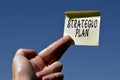 Conceptual hand writing showing Strategic Plan. Business photo text a systematic process of envisioning a desired future