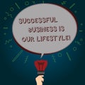 Conceptual hand writing showing Successful Business Is Our Lifestyle. Business photo text Used to work in quality company Oval