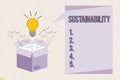 Conceptual hand writing showing Sustainability. Business photo text The ability to be maintained at a certain rate and