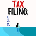 Conceptual hand writing showing Tax Filing. Business photo text Submitting documens filed with tax payer financial