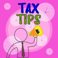 Conceptual hand writing showing Tax Tips. Business photo showcasing compulsory contribution to state revenue levied by Royalty Free Stock Photo