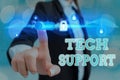 Conceptual hand writing showing Tech Support. Business photo showcasing Assisting individuals who are having technical Royalty Free Stock Photo