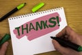 Conceptual hand writing showing Thanks Motivational Call. Business photo text Appreciation greeting Acknowledgment Gratitude writt