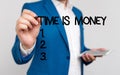 Conceptual hand writing showing Time Is Money. Business photo showcasing time is a valuable resource Do things as Royalty Free Stock Photo