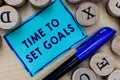 Conceptual hand writing showing Time To Set Goals. Business photo text Desired Objective Wanted to accomplish in the Royalty Free Stock Photo