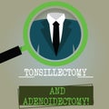 Conceptual hand writing showing Tonsillectomy And Adenoidectomy. Business photo text Procedure in removing tonsil and