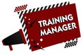 Conceptual hand writing showing Training Manager. Business photo text giving needed skills for high positions improvement Multiple