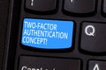 Conceptual hand writing showing Two Factor Authentication Concept. Business photo text two ways of proving your identity