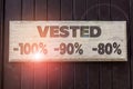 Conceptual hand writing showing Vested 100 Percent 90 Percent 80 Percent. Business photo text Eligible for Retirement Royalty Free Stock Photo