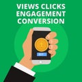 Conceptual hand writing showing Views Clicks Engagement Conversion. Business photo text Social media platform