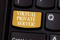 Conceptual hand writing showing Virtual Private Server. Business photo showcasing sold as a service by an Internet