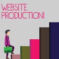 Conceptual hand writing showing Website Production. Business photo showcasing process of creating websites and it s is