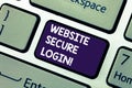 Conceptual hand writing showing Website Secure Login. Business photo showcasing Uses SSL to encrypt the user name and