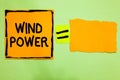 Conceptual hand writing showing Wind Power. Business photo text use of air flowto provide mechanical power to turn generators Oran Royalty Free Stock Photo