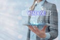 Conceptual hand writing showing Wisdom. Business photo text the ability to use your knowledge and experience to make