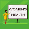 Conceptual hand writing showing Women s is Health. Business photo showcasing Women s physical health consequence avoiding illness